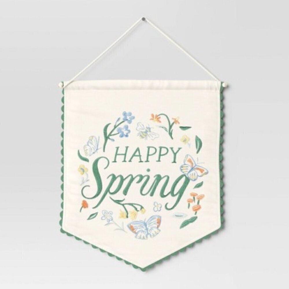 Target Happy Spring Wall Hanging 15.75" x 17" Threshold™ Embroidered Decor E3